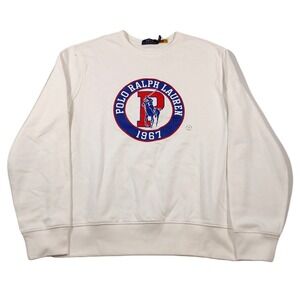 Polo Ralph Lauren Sweatshirt Mens Medium White P Wing Logo 1967 Fleece $148